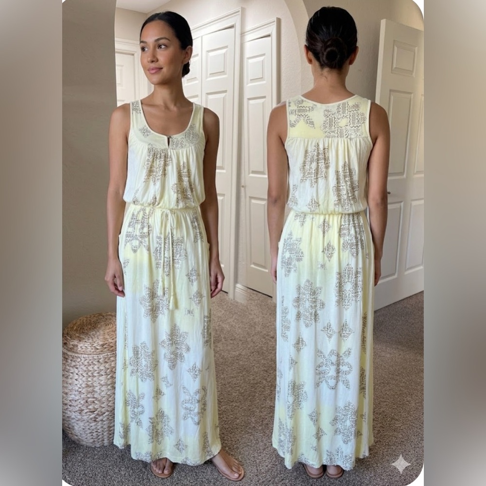 Juicy Couture Floral Tassel Maxi Dress Yellow Size P (XS)